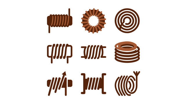 Electronic inductor and coil component icons.