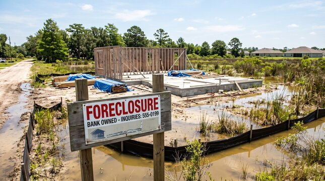 Unfinished Residential Construction Project Halted by Flood Zone Issues and Foreclosure