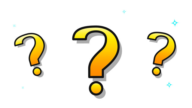 Question mark icons for faq and support in modern yellow gradient vector illustration for customer service interfaces