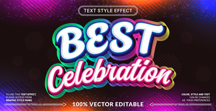 Editable vector text style effect - Best Celebration text style theme.