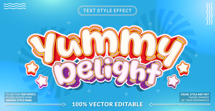 Editable vector text style effect - Yummy Delight text style theme.