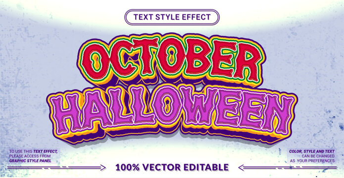 Editable vector text style effect - October Halloween text style theme.