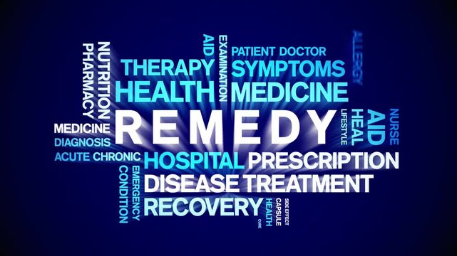 Remedy animated word cloud-text design animation tag kinetic typography seamless loop.