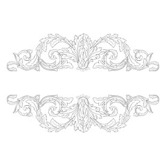 Elegant vintage baroque floral scroll ornament isolated on white background © LuminaMotion Assets
