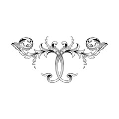 Elegant black vintage floral filigree ornament isolated on white background © LuminaMotion Assets