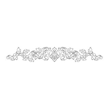 Elegant vintage floral scroll ornament isolated on white background