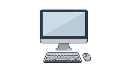Fototapeta premium Desktop computer with keyboard and mouse hardware icon.