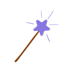 Purple star magic wand illustration isolated on white background © LuminaMotion Assets