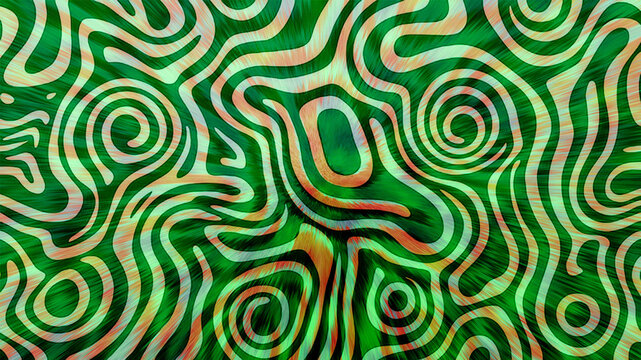 Abstract psychedelic green swirl pattern design