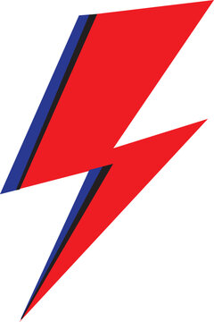 Red lightning bolt symbol with blue outline vector graphic electric sign storm icon energy vector power graphic thunder shape bolt design red flash voltage mark lightning electric abstract