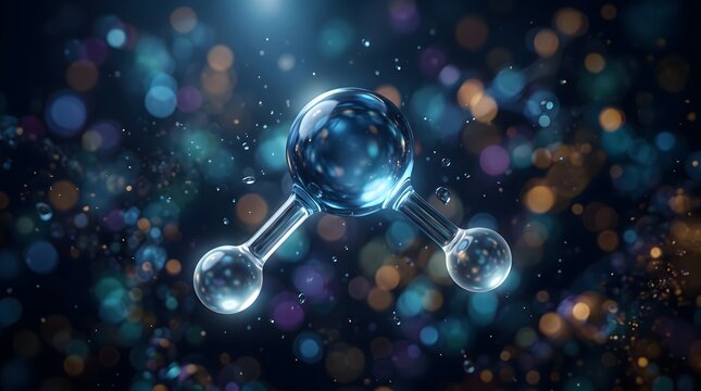 3d render of a water molecule structure