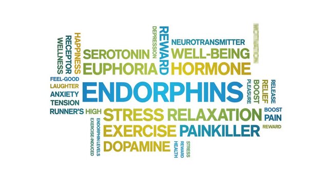 Endorphins animated word cloud-text design animation tag kinetic typography seamless loop.