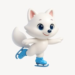 Fototapeta premium Cute fox ice skating joyfully.