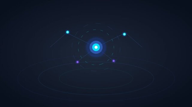 Abstract Neon Orb Animation In Dark Space Visual.
