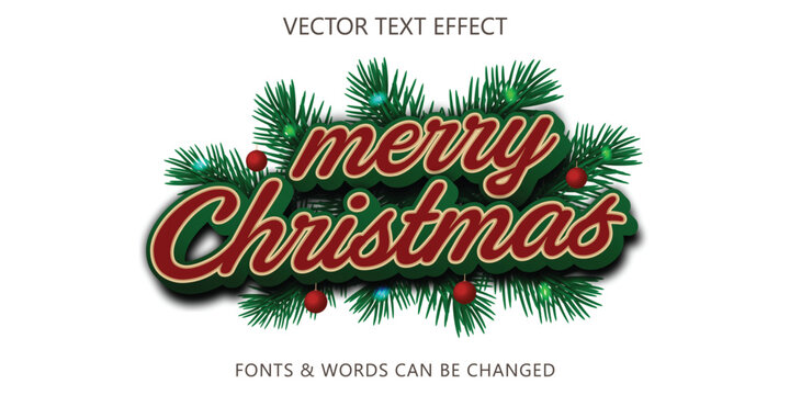 Merry christmas 3d script editable text effect