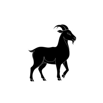 Silhouette a goat symbol design vector,goat sign silhouette image,goat symbol on black image, black goat sign design illustration,goat sign silhouette vector 