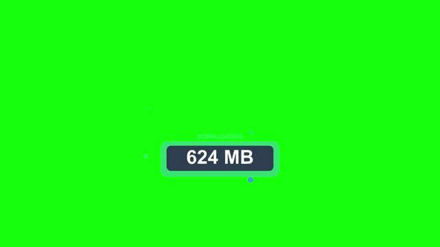 Download progress counter with file size in megabytes on green screen background.