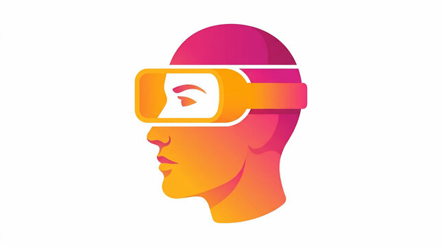 Futuristic Human Profile Wearing Virtual Reality Headset with Vibrant Gradient Colors for Metaverse Concept