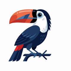 Naklejka premium Toucan bird flat vector illustration for tropical wildlife and nature conservation concept isolated on white background