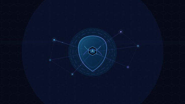 Digital Pin Location Icon in Night Scene Video.