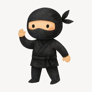 Cute cartoon ninja character illustration.
