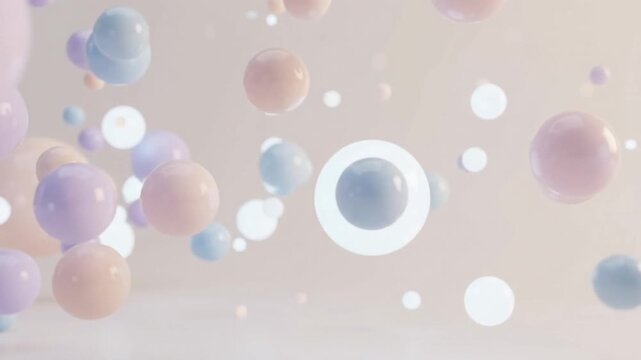 pastel colorful spheres floating smooth abstract bokeh motion background loop