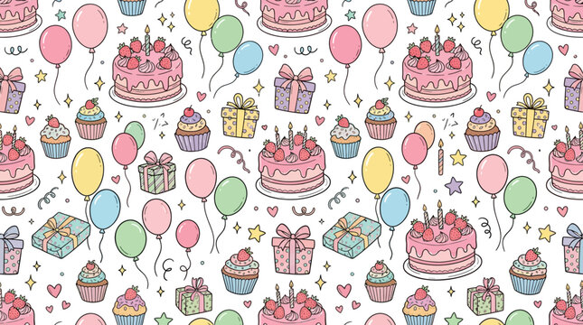 Hand-drawn birthday celebration pattern