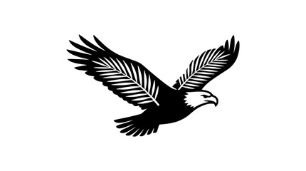 Fototapeta premium Stylized Eagle Flying Silhouette, Isolated Black and White Vector Art