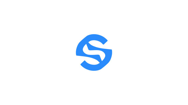 Abstract blue letter S circular logo design.
