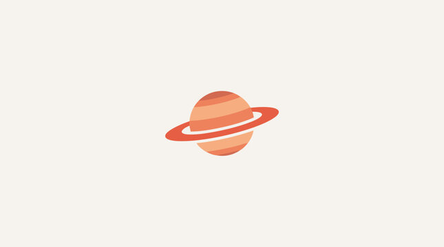 Orange ringed planet logo icon.