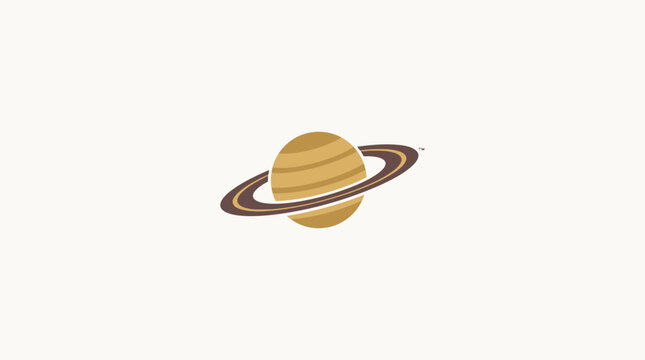 Stylized Saturn planet with brown rings illustration.
