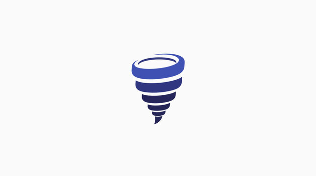 Blue tornado spiral weather icon logo.