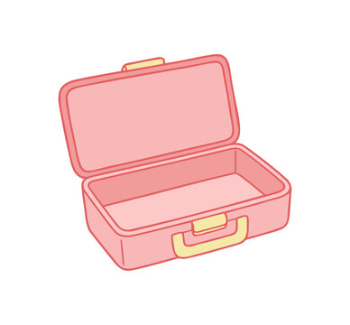 Open Pink Lunchbox Illustration on White Background