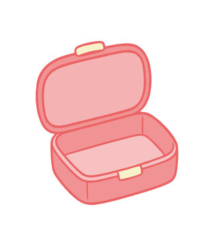 Pink Open Lunchbox Cartoon Illustration