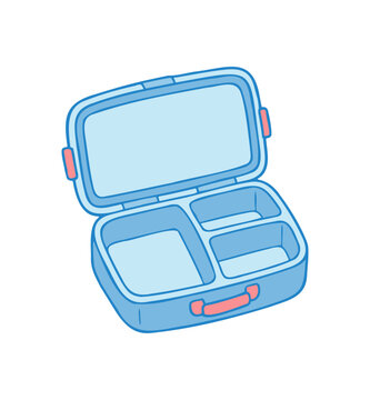 Blue Bento Lunch Box Illustration with Pink Latches