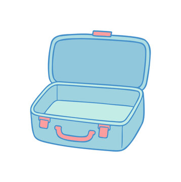 Open Blue Travel Suitcase Illustration