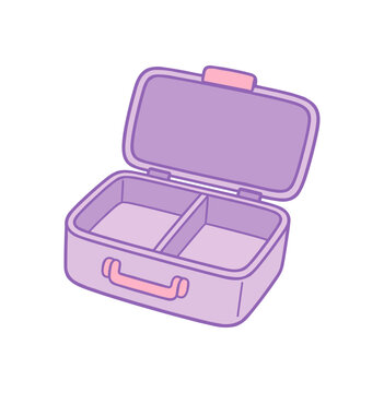 Purple and Pink Cartoon Bento Lunch Box Illustration