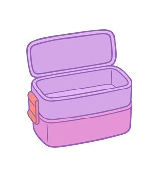 Open Purple and Pink Cartoon Lunch Box Illustration