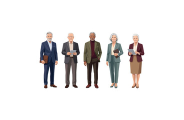 Obraz premium Diverse Senior Business Professionals Vector Illustration Group
