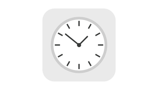 Rounded square wall clock with a minimalist white face and black hands pointing to ten minutes past ten.