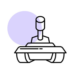 Naklejka premium Tank Turret and Periscope Icon Featuring a Close Up Angled View of the Gun Mount and Hatch, Representing Armored Vehicle Command, Observation, and Battlefield Situational Awareness