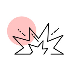 Naklejka premium Explosion Burst Icon Featuring Jagged Blast Lines and Sharp Radiating Impact Marks, Representing a Combat Detonation, Bomb Blast, and Military Warfare Impact Effect
