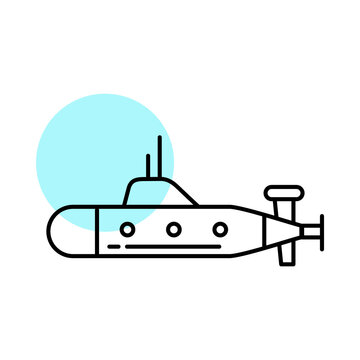 Military Submarine Icon Featuring a Periscope, Streamlined Hull, and Rear Propeller, Representing an Underwater Naval Vessel and Stealth Ocean Defense Fleet