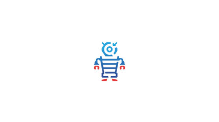 Obraz premium Blue and red robot mascot icon design.