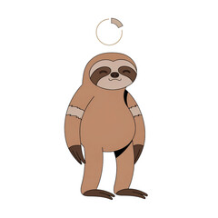 Obraz premium Cute sloth character with a loading spinner icon for web interface and app design