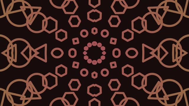 Abstract geometric pattern with hexagons and circles in symmetry