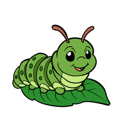 Naklejka premium green caterpillar cartoon