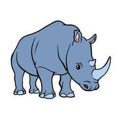 Cute cartoon rhinoceros safari animal illustration isolated on transparent background © pranowo