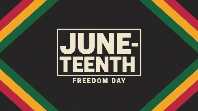 June 19th Emancipation Day Holiday Typography with Pan African Stripes and Text Design