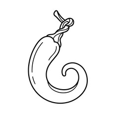 Fototapeta premium Chili Pepper Outline with Tied Stem